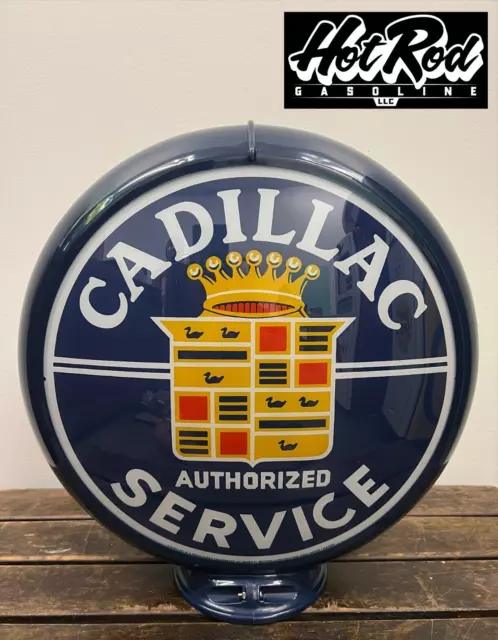 CADILLAC SERVICE Reproduction 13.5" Gas Pump Globe - (Dark Blue Body)