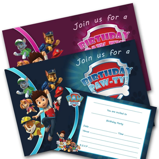 PAW PATROL INVITATIONS Birthday Party Invites / Girl Boy Pink Blue