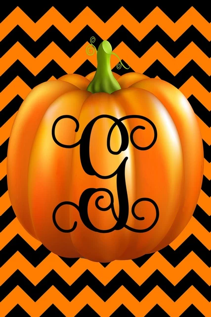 Pumpkin Chevron Monogram G Double Sided 12 X 18 Inch Garden Flag
