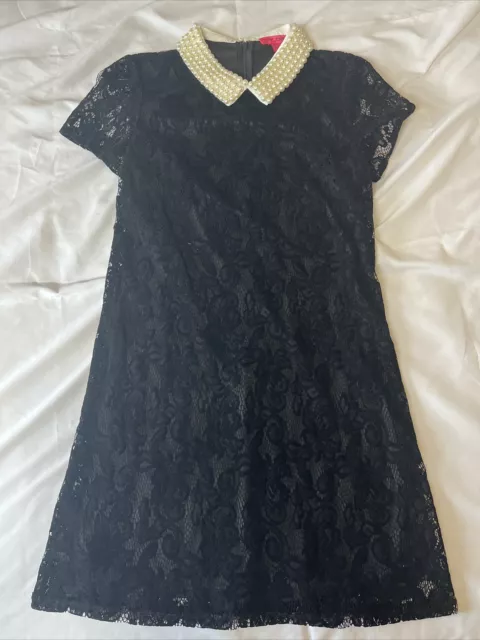 Betsey Johnson Dress Womens 8 Black With  Pearl Collar
