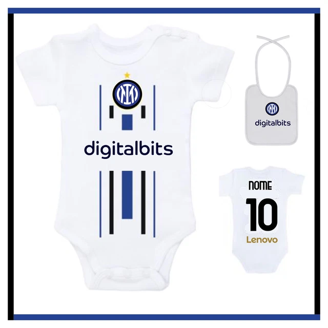 Body Neonato Inter Personalizzato Tutina Con Bavaglino Maglia Coordinato Set