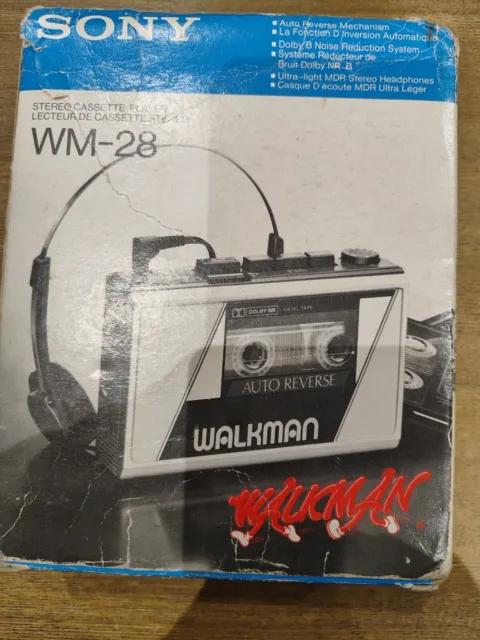 Sony Walkman WM-28 Stereo Cassette Player - Vintage Da Riparare (Cambio Cinghia)