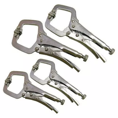 4Pc 4" & 6" Mini Adjustable C Clamps Locking Mole Grip C-Clamp Welding Pliers