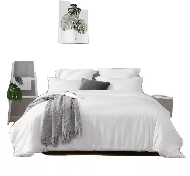 Duvet Covers Queen Size Comforter Cover with Zipper and 2 Pillow Shams White