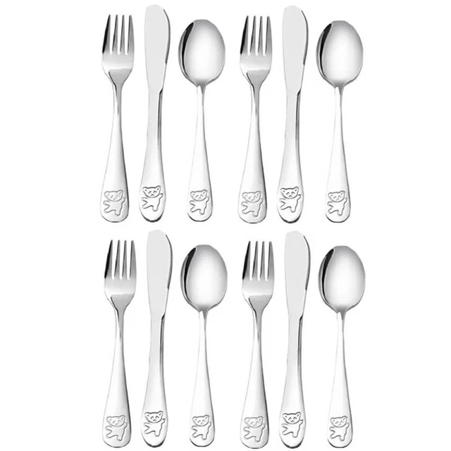 Set 12 pezzi posate bambini a prova di bambino acciaio inox utensile piccolo bagno 7622
