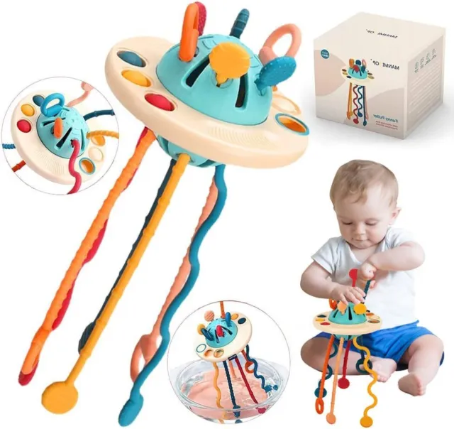 Sensorisches Baby Spielzeug Montessori Silikon Zugschnur UFO  Feinmotorik