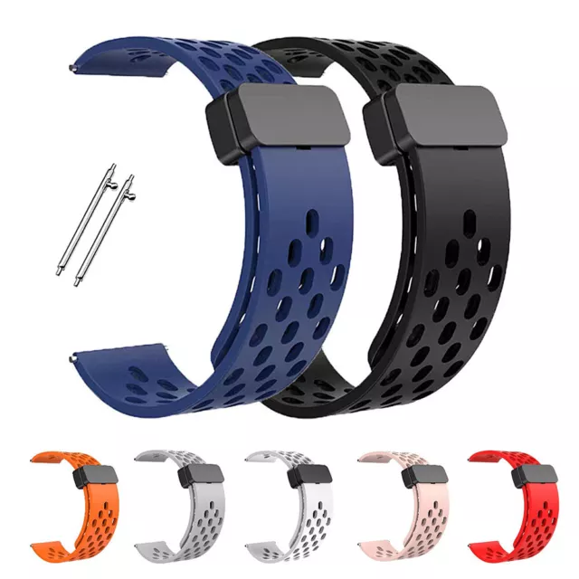 Perforated Breathable Magnetic Clasp Silicone Rubber Watch Strap Band 20mm 22mm