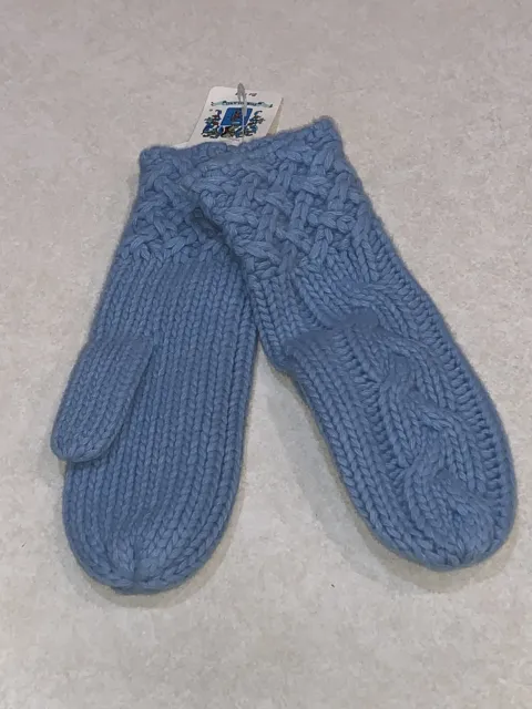 PORTOLANO Women’s KNIT MITTENS BLUE WOMEN'S ONE SIZE WOOL ANGORA NWT