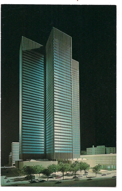 NIGHT View PLACE VILLE MAIRE Building Skyscraper Montreal Quebec Canada Postcard