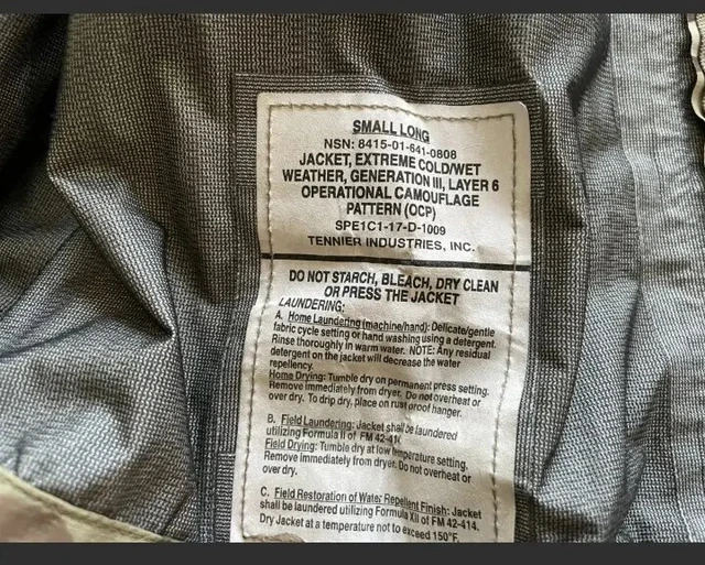 USGI ECWCS Gen III Cold/Wet Weather Level 6 Goretex Jacket SMALL-LONG Multicam