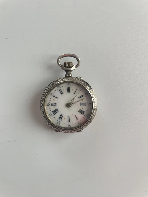 Montre Gousset Ancienne En Argent Massif - Style Art Nouveau, Mécanique à Remontage, Sans Marque, Occasion Authentique