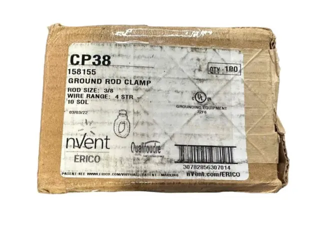 NEW 100 Pieces NVENT Erico CP38 158155 Ground Rod Clamp 3/8