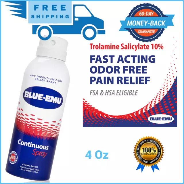 Blue-Emu Pain Relief Spray for Muscle, Joint & Bruises Fast Drying Support