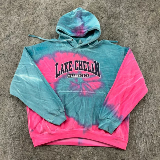 Suéter de colección Lake Cheelan Washington para mujer XL tinte con capucha Coconut Creek años 90