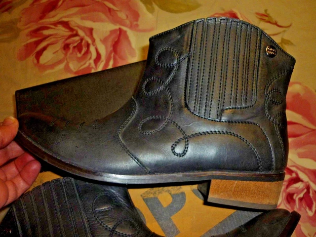 Bottines Bottes Chaussures Femme Marque Gios Eppo Noir Cuir Dble Com Neuves 41