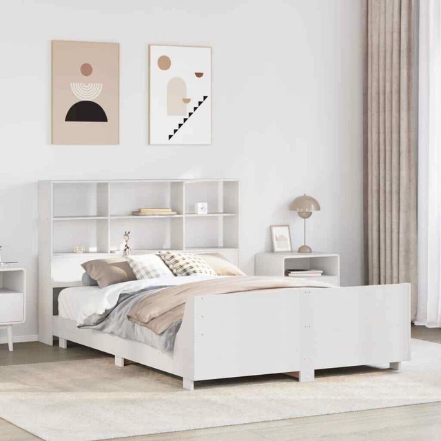BED FRAME WITHOUT Mattress White 150x200 cm King Size Solid Wood Pine £
