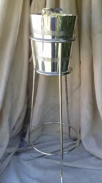 Stunning ART DECO HOTEL Champagne Wine Bucket & Stand Sheffield Silver Plate...