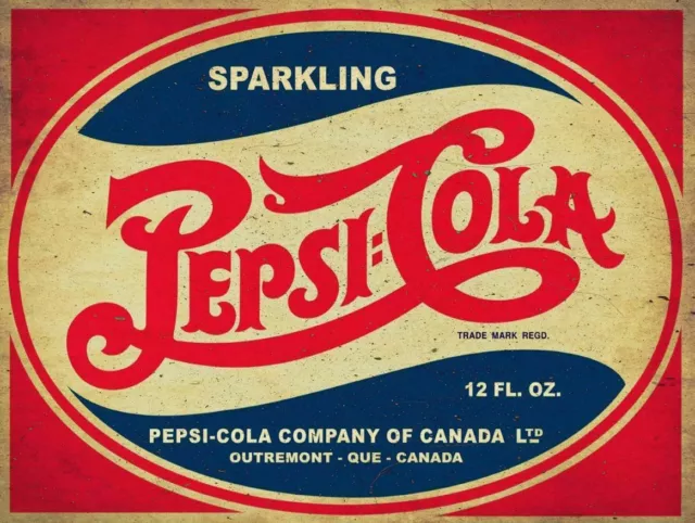 Sparkling Pepsi Cola Soda Pop Heavy Duty Usa Made Metal Canada Advertising Sign