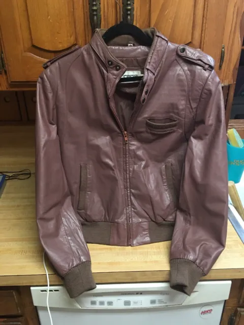 Vintage Rage  Brown Genuine Leather Faux Fur Lined Bomber Jacket Men's Sz 40