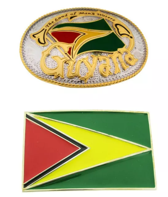 6 Pcs Belt Buckles Lot wholesale closeout overstock Guyana Flag Guyanese people