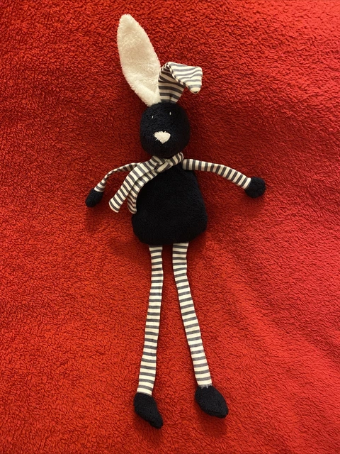 🇫🇷Peluche Doudou Lapin Bleu Marine Blanc Rayé BOUT’CHOU BOUTCHOU TTBE