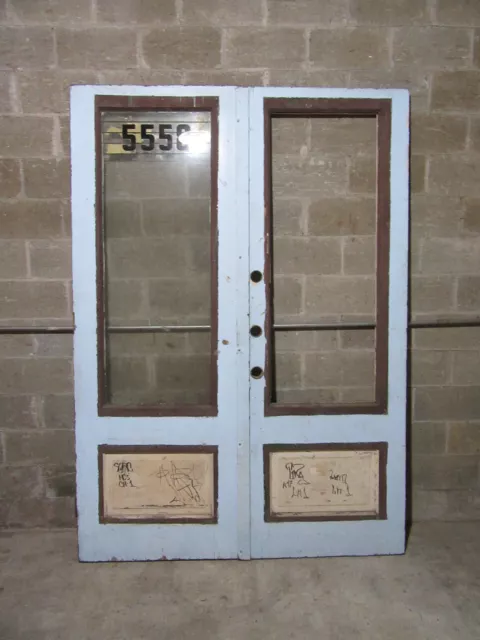 ~ Antique Double Entrance French Doors Storefront ~ 65.75 X 92.5 ~ Salvage