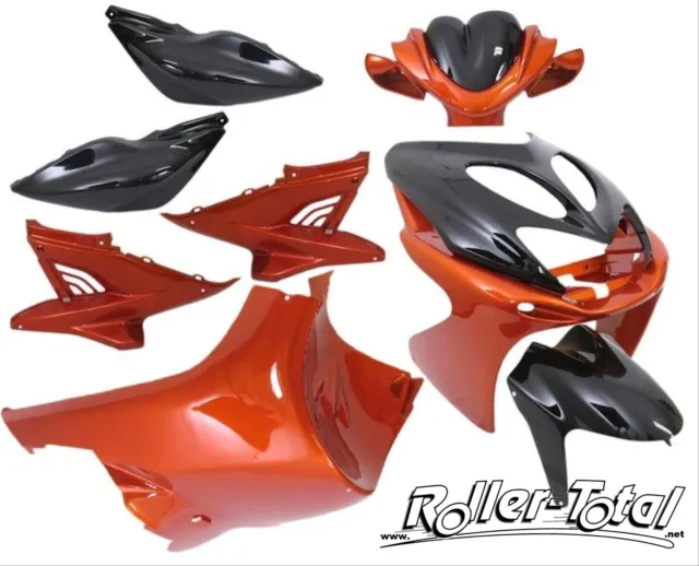 Kit Carénage Noir Orange Métallique 10 Pièces Yamaha Aerox MBK Nitro Bodypart