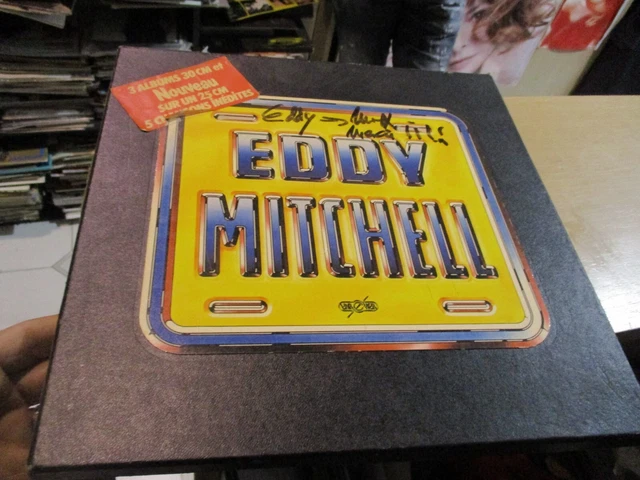 coffret 3 x33t lp plus 25cm et poster  eddy mitchell dedicacé