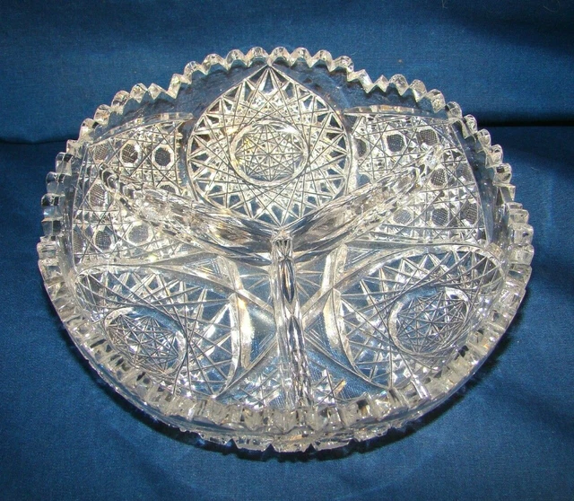 ABP Brilliant Cut Glass 3 Part Relish Bowl