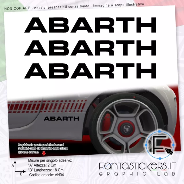 3x Adesivo Abarth Logo Dritto 500 595 695 Biposto - Auto Tuning Sticker AH04-1