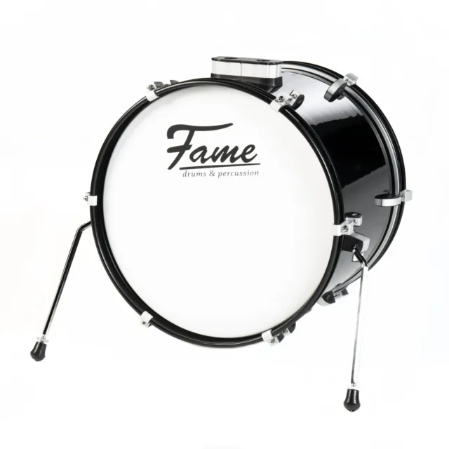 Fame First Step Bass Drum 18"x14", Piano Black, Mischholz Kessel, Aluminium Hard