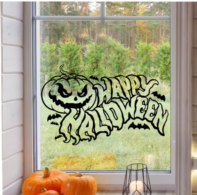 Pumpkin Sticker Halloween Happy Bats Vinyl Sticker Window Wall Decoration Party