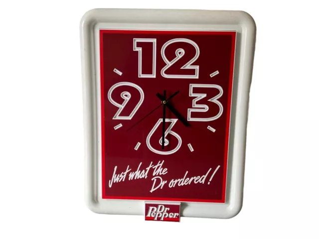 Dr Pepper Howard Clock 1990s Red Plastic Just What the Dr Ordered Working