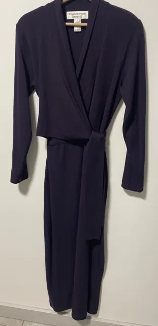 Jones New York Size Women’s Medium Merino Wool Wrap Dress Eggplant Purple