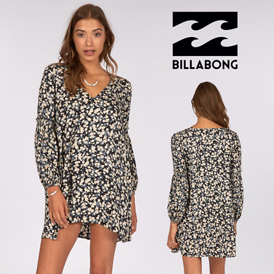 Billabong abito estivo 4 UK 8 10 Multi TROPICALE FLOREALE PALMA Surfer Spiaggia Vacanza 