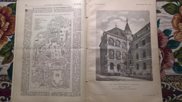 1890 Bauzeitung 58 Leipzig Siechenhaus / Bremen Gewerbeausstellung 3