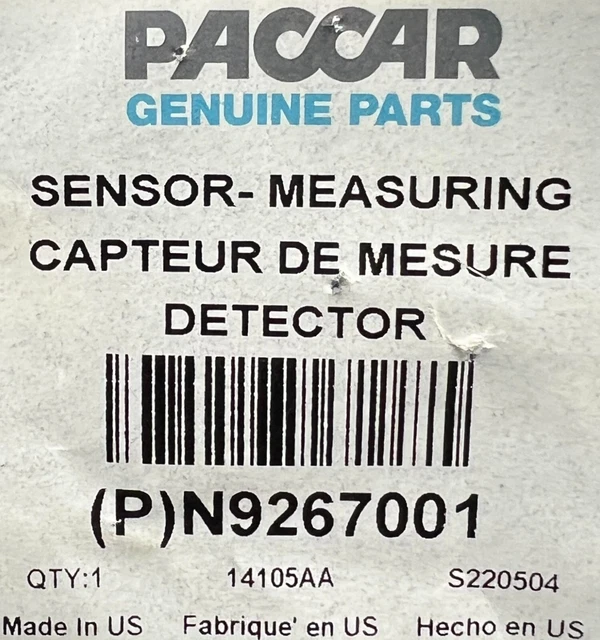 N9267001 GENUINE PACCAR Coolant Level Sensor Oem New 263.19 PicClick