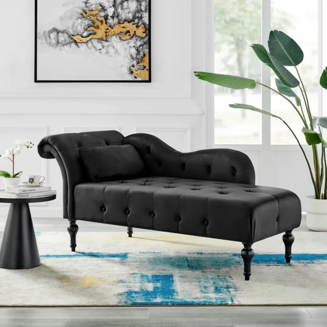Chaise Lounge Chesterfield Sofa Black Gold Accent Chair Chesire Tufted Longue