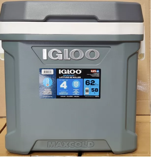IGLOO MAXCOLD LATITUDE 58 Litre Wheeled Cool Box with Telescopic Handle ...