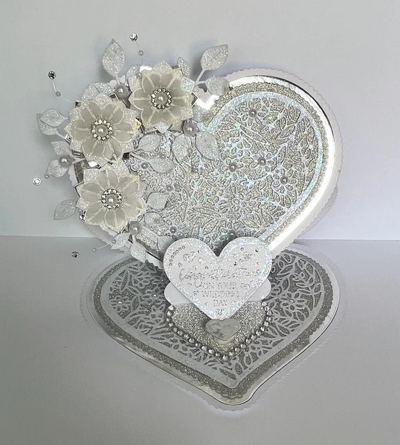 LUXURY HANDMADE HEART Shaped Wedding Card ~ Congratulations ~ Diamonds ...