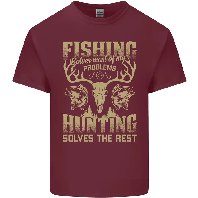 T-shirt da pesca e caccia pescatore cacciatore divertente da uomo cotone 8