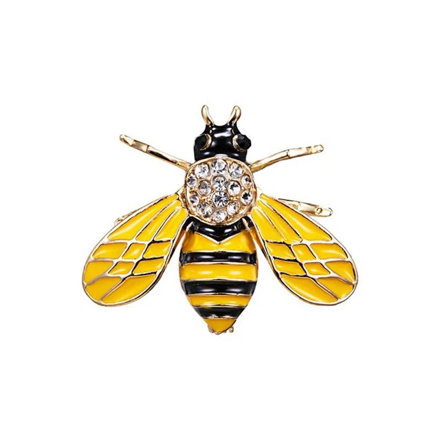 Broche élégante Abeille Royale En émail Jaune - Parfaite Pour Les Amoureux Des Insectes !