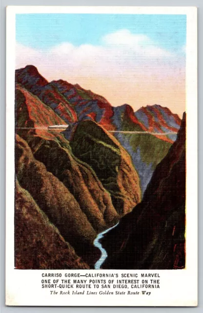 San Diego CA- California, Carriso Gorge, Aerial View, Vintage Postcard