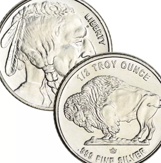 1/2 (One Half) Troy Ounce .999 Silver Indian head/Buffalo