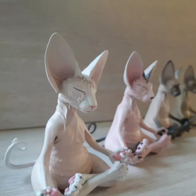 Cat Meditate Collectible Figurines Miniature Handmade Decor Animals Figure  DM