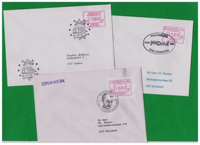 3 verschiedene FRAMA-Briefe ATM Sonderausgaben International & National VISE &..