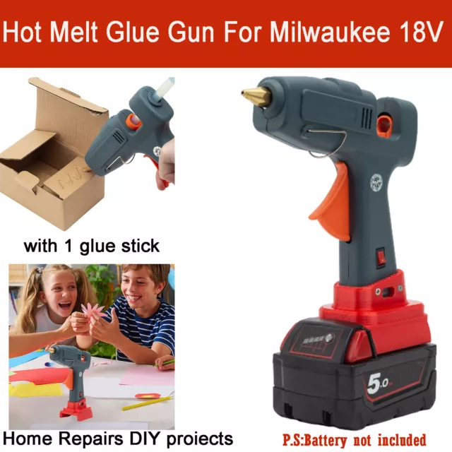 For Milwaukee 18V Lithium Battery Hot Melt Glue Gun for Arts & Craft DIY Project