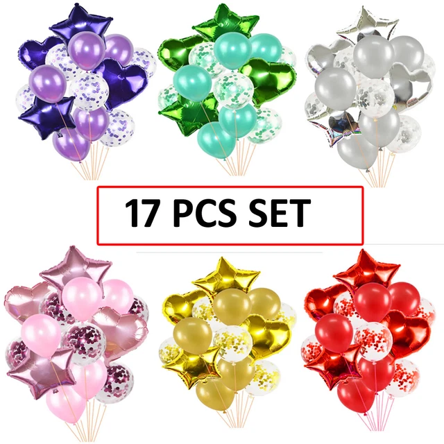 17pcs/set Wedding Birthday Balloons Latex Foil Ballons Kids Boy Girl Baby Part