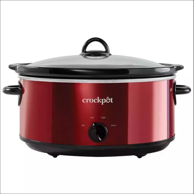 Crock-Pot 7-qt Manual Slow Cooker. Polished stainless steel finish -Red.