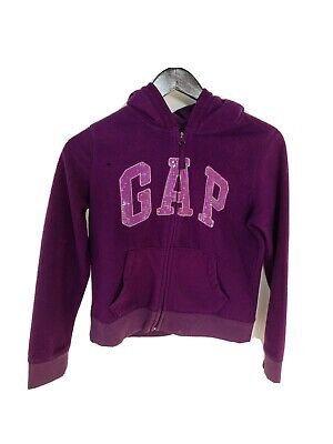 Gap Girls Purple Sequin Logo Fleece Zip Up Hoodie Sweatshirt Size Large 14-16